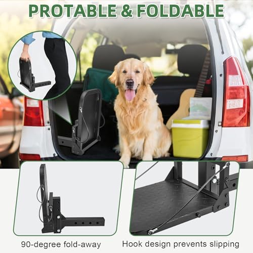Pindex Folding Dog Ramp 2" Hitch Receiver Step Dog Stairs - Image 6