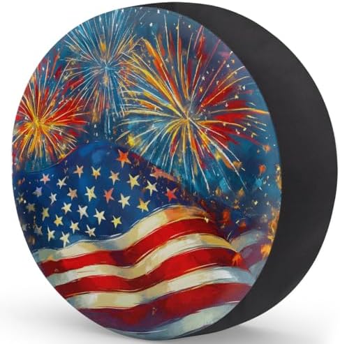 Fireworks Flag Spare Tire Cover Dust-Proof Wheel Protector - Image 2