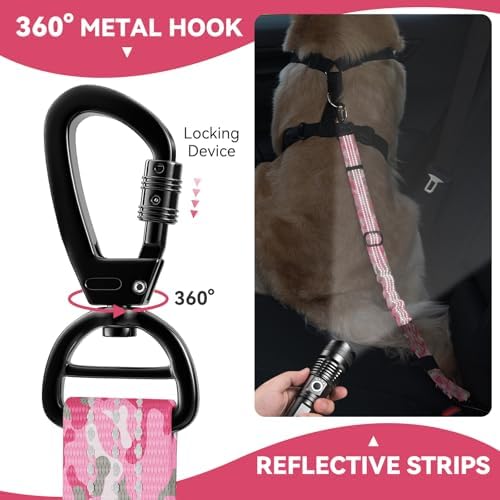 Pawaboo Dog Car Seat Belt– Reflective & Adjustable Dogs Cars Harness Leash - Image 2