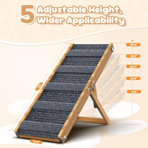 Pawaboo Dog Ramp for Couch Foldable, 5 Ajustable Height from 9.8" to 20.5" - Image 2