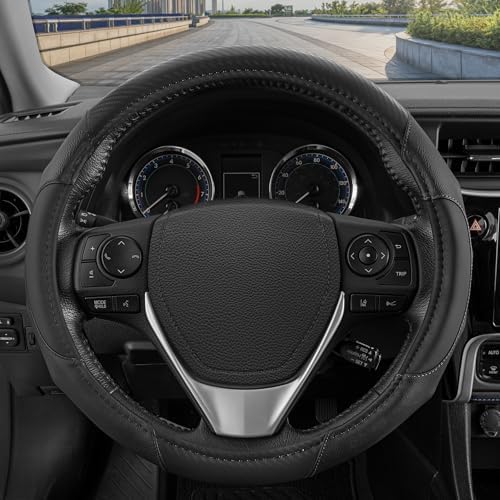 Motor Trend GripDrive Carbon Fiber Steering Wheel Cover, Non-Slip Sporty Racing by MotorTrend