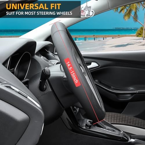 Valleycomfy Microfiber Leather Steering Wheel Cover Large-Size - Image 2