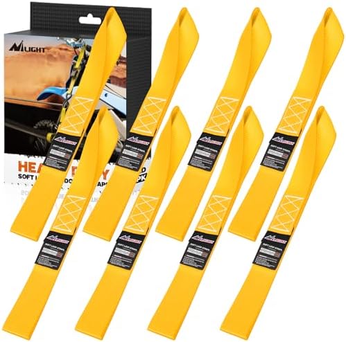 Nilight Soft Loop 1.7"x17" Motorcycle Tie Down Straps 12, 000LBS 8PK Yellow by Nilight