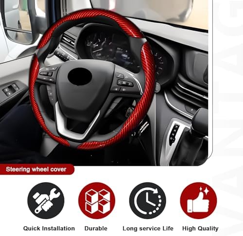 3pcs Universal Carbon Fiber Steering Wheel Cover - Image 5