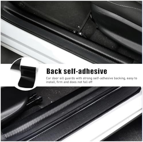 Ohleats 4 PCS Car Door Sill Protectors, Anti Scratch Carbon Fiber Auto - Image 3