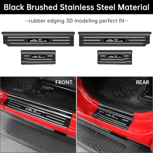 4PCS Door Sill Guards for Jeep Wrangler 2018-2025 2026 JL JLU & 2020-2026 - Image 2