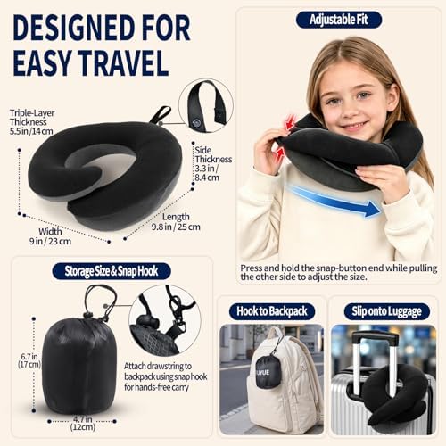 BUYUE Kids Travel Pillows for Airplane, Memory Foam 360° Head Support Sleeping - Image 5