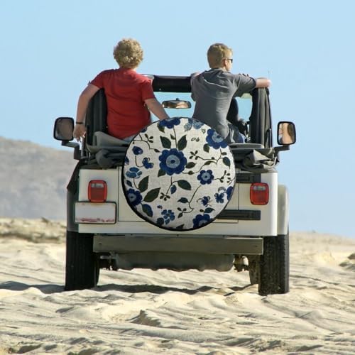 Camper Spare Tire Cover 14inch Blue and Green Flowers Protectors Weatherproof - Image 6