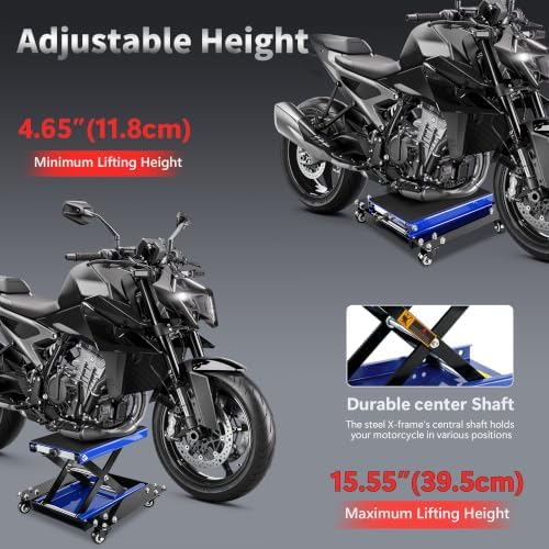1100 lb Motorcycle Scissor Jack, 4.65"-15.55", Wrench & 3 Brushes - Image 2