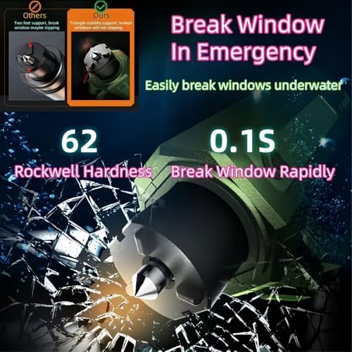 Window Breaker and Seatbelt Cutter Keychain, 2 in 1 Car Safety Hammer Glass - Image 3