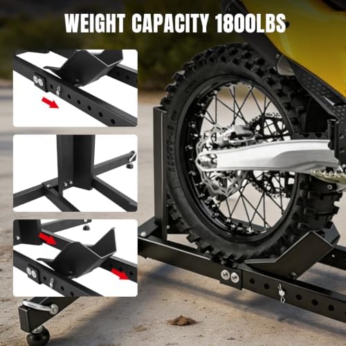 Jack Boss 1800lbs Motorcycle Wheel Chock Stand, Wide Range 2.36" to 5.5" - Image 4