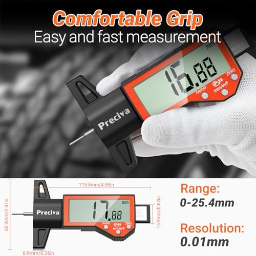 Preciva Tire Tread Depth Gauge, Digital Tire Depth Gauge - Image 6