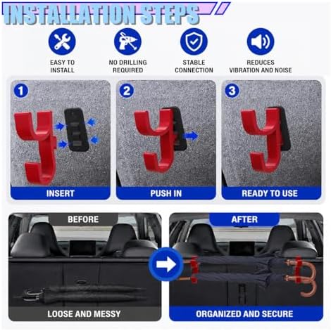2PCS Car Trunk Umbrella Hook, Universal No Drilling Car Interior Storage Hanger - Image 6