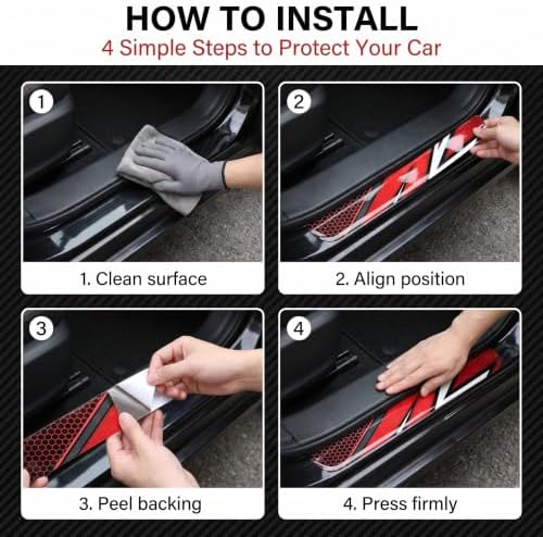 4 PCS Car Door Sill Protector, Passionate Racing Style Threshold Decor Guard - Image 5