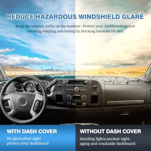 FIILINES Black Dash Cover for 2007-2013 Chevy Silverado/Avalanche/GMC Sierra - Image 6