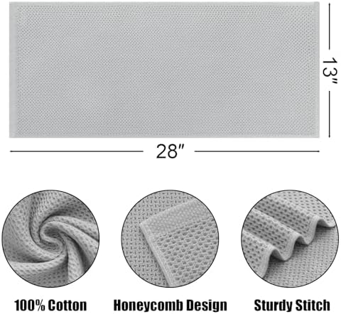 Kitinjoy 100% Cotton Waffle 8-Pack Kitchen Towels, Light Grey - Image 2