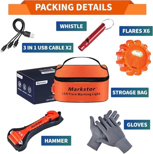 6-Pack LED Road Flares, Rechargeable roadside emergency kit - Image 2