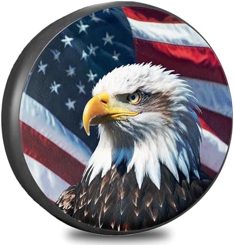 RV Spare Tire Cover 14in with American Eagle USA Flag Universal Fit by THELIGHTOFLIFE