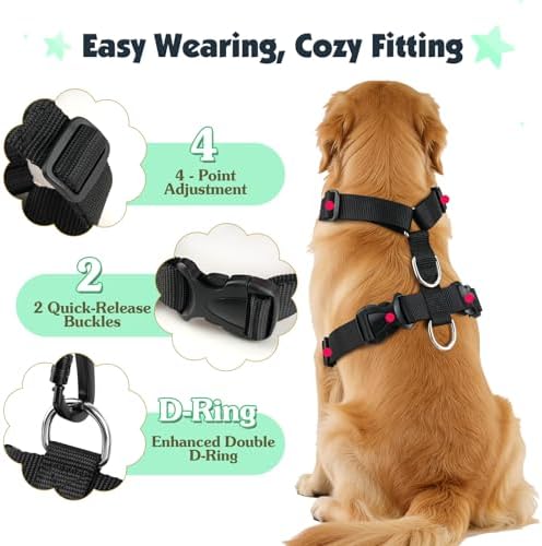 Pawaboo Dog Seat Belt Harness for Car, Seatbelt Harness - Image 5