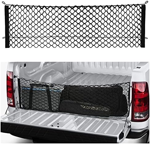 49''X16'' Truck Bed Organizer, Elastic Shrink Cargo Net Hold Many Items to Keep by SSNNUU