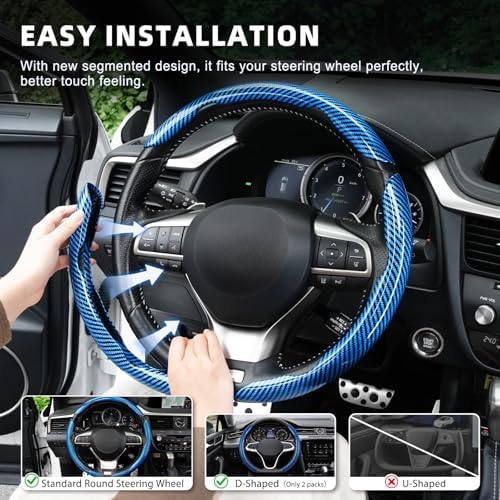 Amiss 3pcs Carbon Fiber Anti-Skid Steering Wheel Cover, Waterproof Design - Image 5