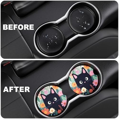 2 Pack Car Cup Holder Coaster, 2.63 inch Anti Slip Insert Absorbent Ceramic Car - Image 6