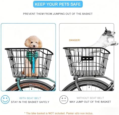 Dog Seat Belt for Bike Basket, Shock Absorbing Lead Bicycle Safety Leash - Image 2