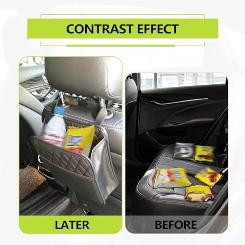 1Pack Car Seat Back Organizer, PU Leather Hanging Organizer, Waterproof Easy To - Image 6