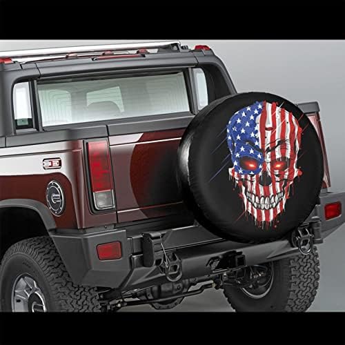 American Flag Skull Patriotic Spare Tire Cover, Universal Wheel Tire Cover - Image 3