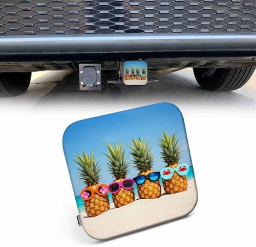Tow Hitch Covers Pineapples, Funny Pineapples Sunglasses Beach Sand Ocean Sea by Beabes