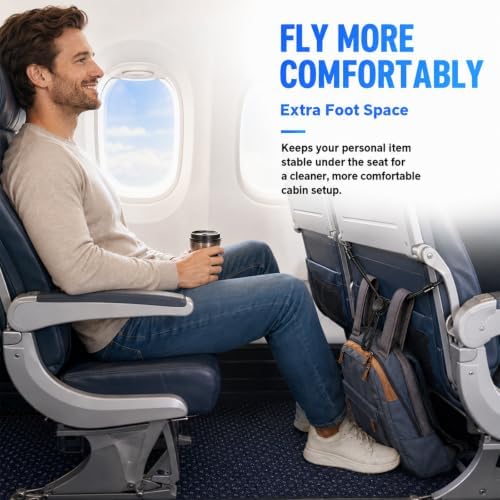 2 Pack Under Seat Bag Strap for Airplane Travel, Backpack Legroom Extender - Image 5