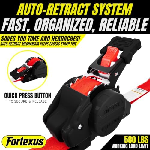 Retractable Ratchet Straps, Motorcycle, Pickup Truck - Image 4
