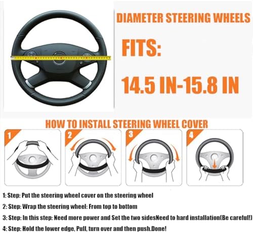 BESULEN 15 Inch Steering Wheel Cover Soft Leather Protector Black/Gray - Image 2