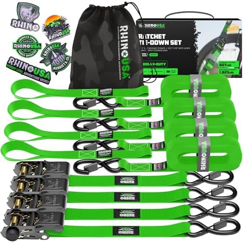 Rhino USA Ratchet Straps Tie Downs - 1in x 15ft by RhinoUSAInc