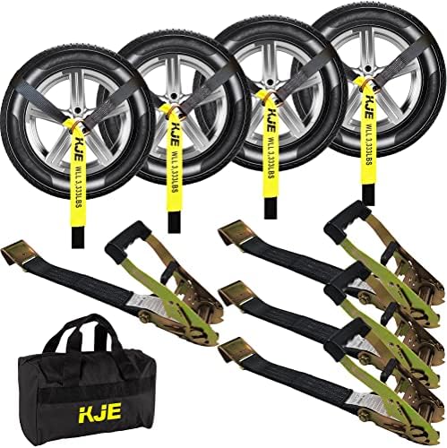 KJE 4 Pack Car Tie Down Straps for Trailers by KJE