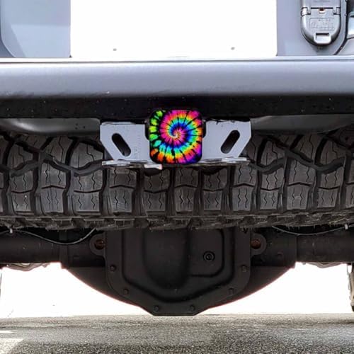 2" Receiver Hitch Cover Tie Dye, Rainbow Ink Rainbow Tie Dye Sturdy Rubber - Image 6
