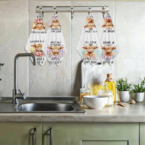 Lovdazzles 4 Pcs Funny Cow Kitchen Towels Decorative Tea Towel - Image 6