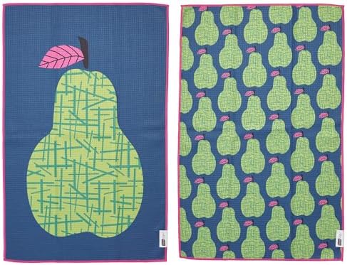 Ritz Waffle Microfiber Kitchen Towel 2pc Set – Pears – Modern Fruit Motif & by RITZ