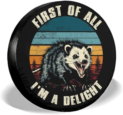 GENANY Opossum Retro Quote Thick PVC Leather Spare Tire Cover Size 17 by GENANY