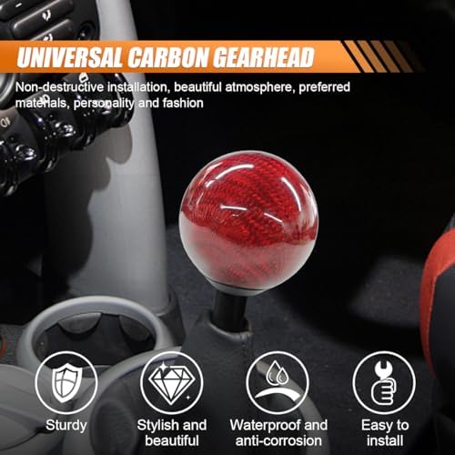 Carbon Fiber Shift Knob, Car Round Ball Gear Shifter Knobs - Image 3