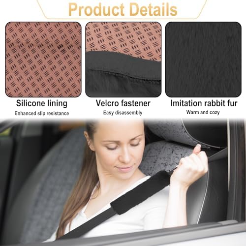 BFXM 3 PCS Fluffy Steering Wheel Cover Set - Image 4