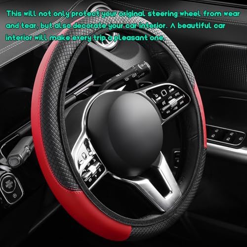 Car Steering Wheel Cover, 15 inch Carbon Fiber Microfiber Leather Elastic - Image 4