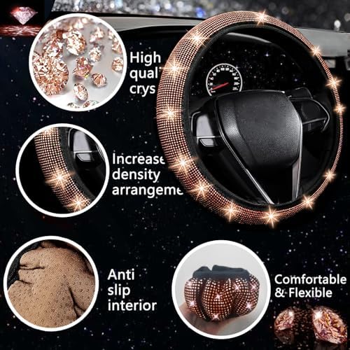 NBTEPEM 27 PCs Gold Champagne Bling Car Accessories Set - Image 3