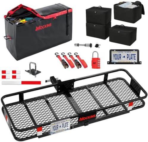 Mockins 48"x18"x6" Folding Trailer Hitch Cargo Carrier & 15 CuFt Cargo Bag by Mockins