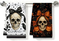 ZHAMEN 2 Pcs Halloween Kitchen Towels, Skull Soft Absorbent Hand Tea Towels by ZHAMEN