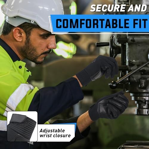 HANDLANDY Work Gloves for Men & Women, Utility Mechanic Working Gloves Touch - Image 4