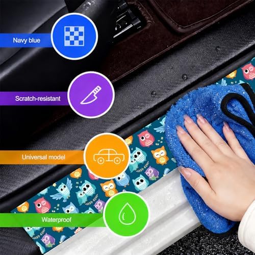 5PCS Owl Car Door Sill Sticker Carbon Fiber Leather Auto Decal - Image 4