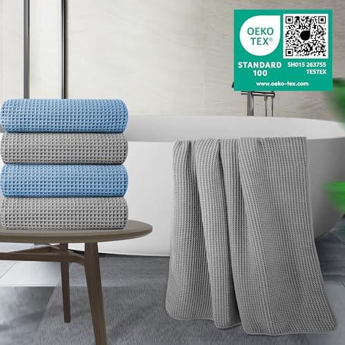 POLYTE 430 GSM Poly Blend Microfiber Quick Dry Waffle Bath Towel, 30x60 in - Image 2