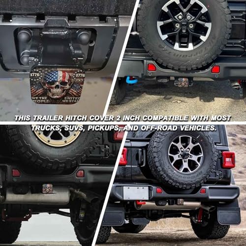 2 Inch American Flag Skull Trailer Hitch Cover Rubber Receiver Tube Plug Cap - Image 5