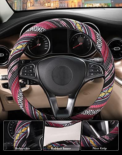 SEG Direct Boho Steering Wheel Cover, Baja Blanket Cloth, Coarse Flax - Image 3
